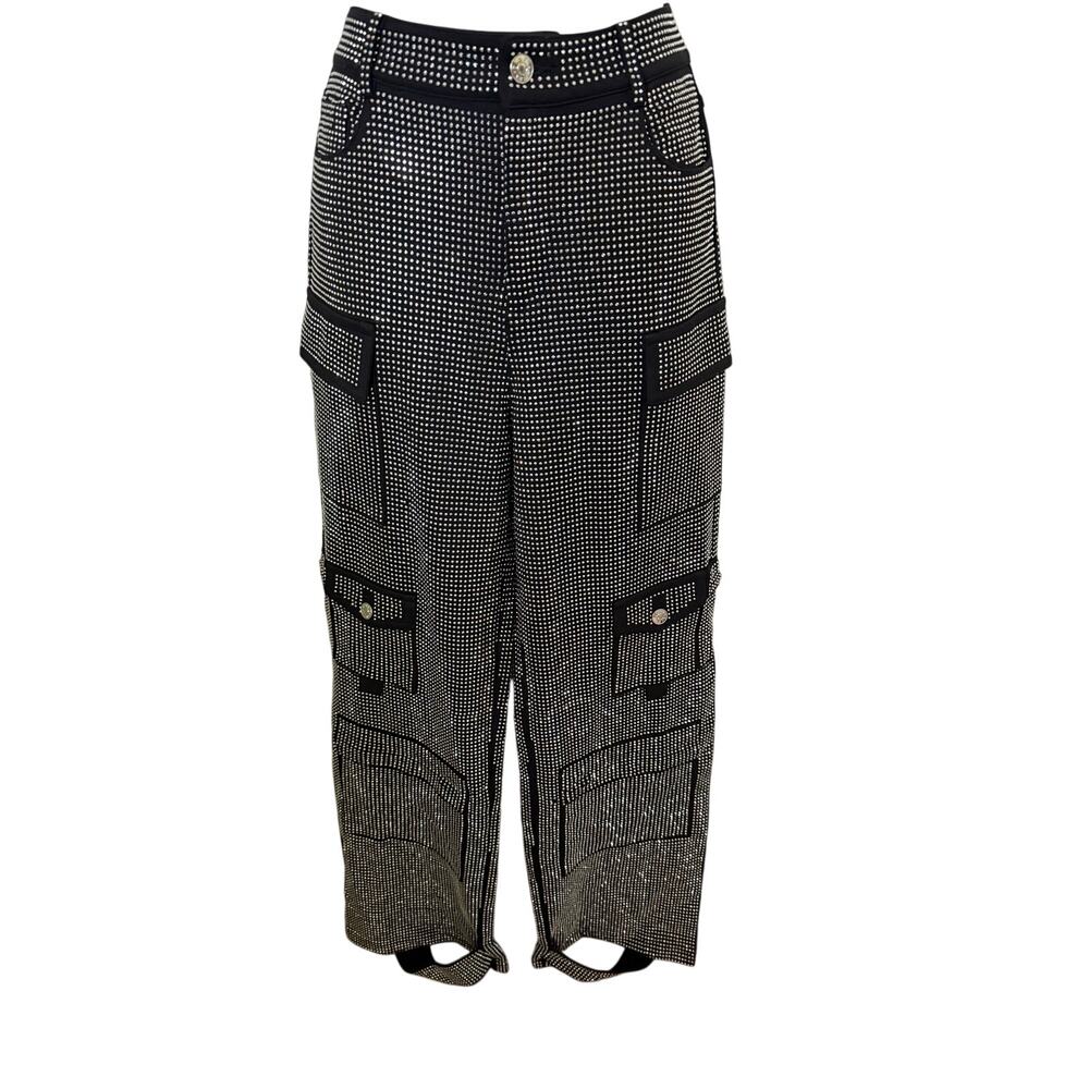 NWT Akira Silver Rhinestone  Black Cargo Pants M